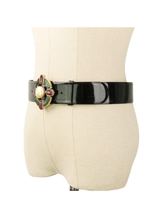 Chanel Gripoix Buckle Patent Leather Belt 75 30 Black main image 11